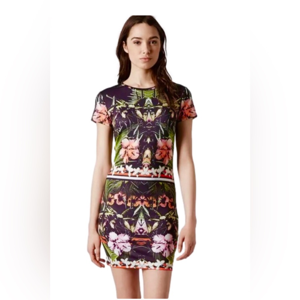 Topshop Tropical Floral Shirt T shirt dress